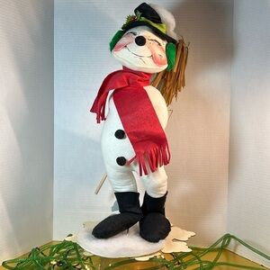 Giant 21” Annalee Snowman with top hat and mop